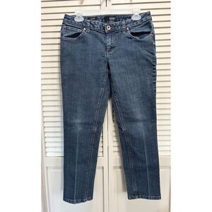 ANA‎ Curvy Fit Med Wash Denim Jeans Low Rise Size 12P Zip Logo Pockets